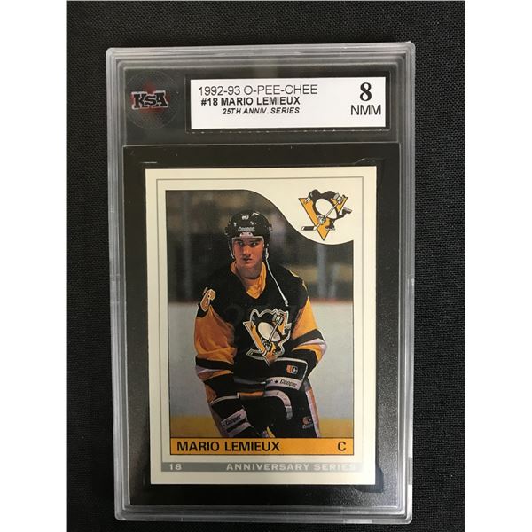 1992-93 O-PEE-CHEE #18 MARIO LEMIEUX 25th Anniversary Series (8 NMM)