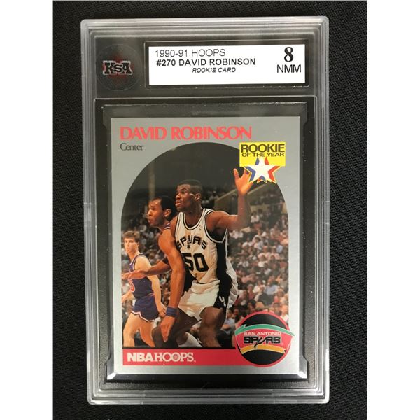 1990-91 HOOPS #270 DAVID ROBINSON Rookie Card (8 NMM)