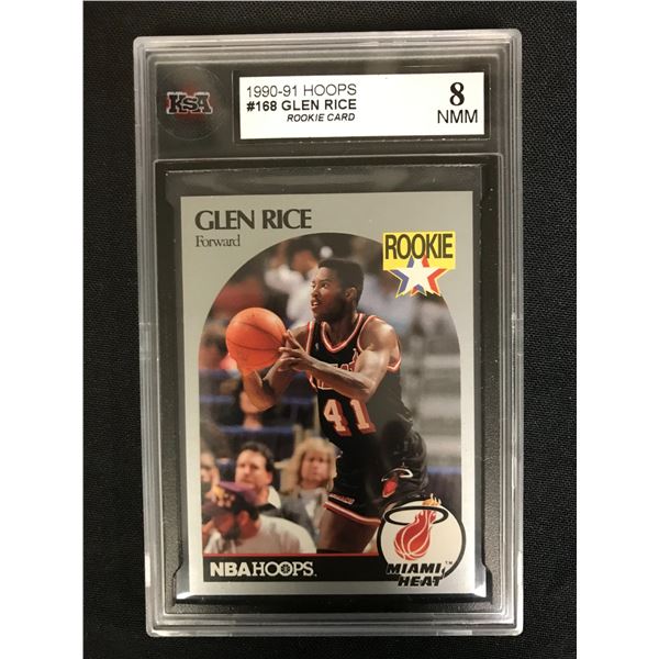 1990-91 HOOPS #168 GLEN RICE Rookie Card (8 NMM)