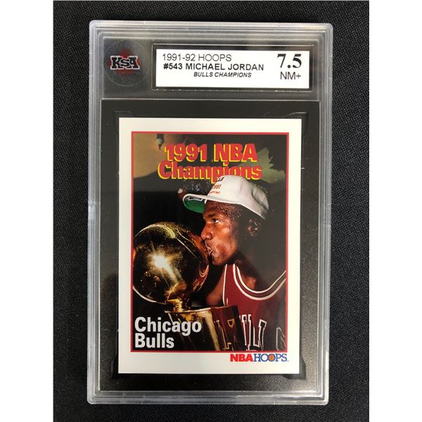 1991-92 HOOPS #543 MICHAEL JORDAN Bulls Championship (7.5 NM+)