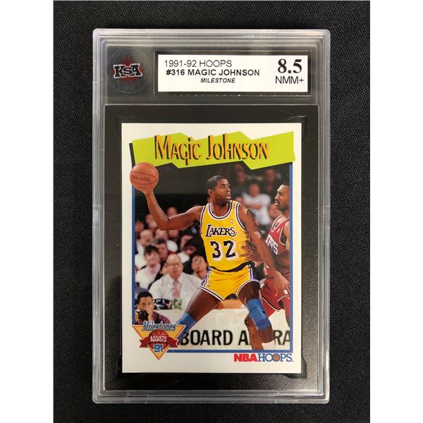 1991-92 HOOPS #316 MAGIC JOHNSON Milestone (8.5 NMM+)