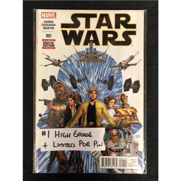 STAR WARS #001 (MARVEL COMICS) + Limited Poe Pin!