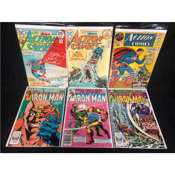 ACTION COMICS/ THE INVINCIBLE IRON MAN COMIC BOOK LOT (MARVEL COMICS)