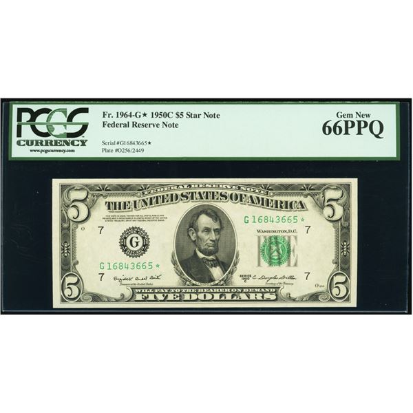 1950C $5 STAR  Chicago FRN PCGS 66PPQ