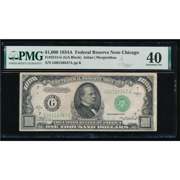 1934A $1000 Chicago FRN PMG 40