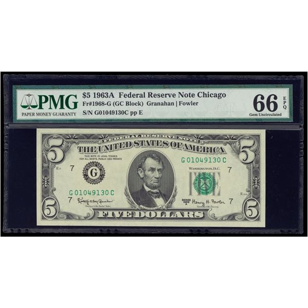 1963A $5 Chicago FRN PMG 66EPQ