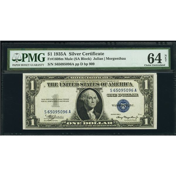 1935A $1 Mule Silver Certificate PMG 64NET