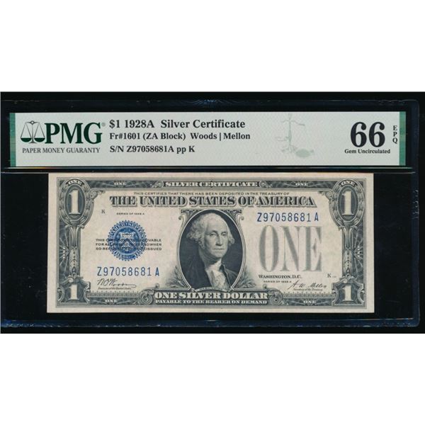 1928A $1 Silver Certificate PMG 66EPQ