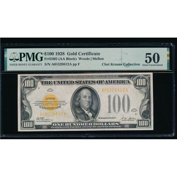 1928 $100 Gold Certificate PMG 50