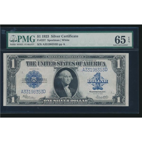 1923 $1 Silver Certificate PMG 65EPQ