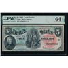 Image 1 : 1869 $5 Rainbow Legal Tender Note PMG 64EPQ