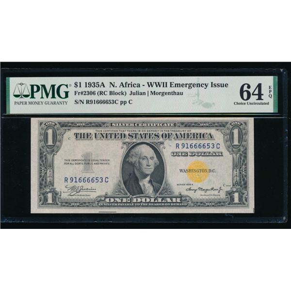 1935A $1 N Africa Silver Cert PMG 64EPQ