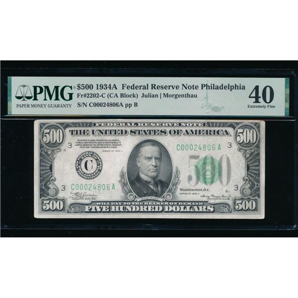 1934A $500 Philadelphia FRN PMG 40