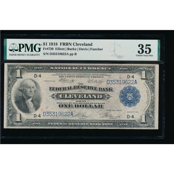 1918 $1 Cleveland FRBN PMG 35