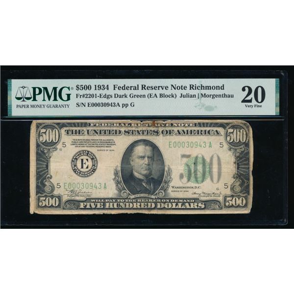 1934 $500 Richmond FRN PMG 20