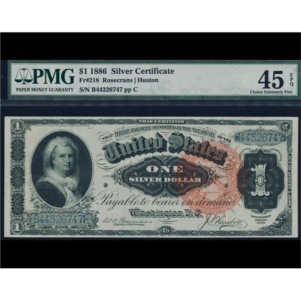 1886 $1 Martha Washington Silver Cert PMG 45EPQ