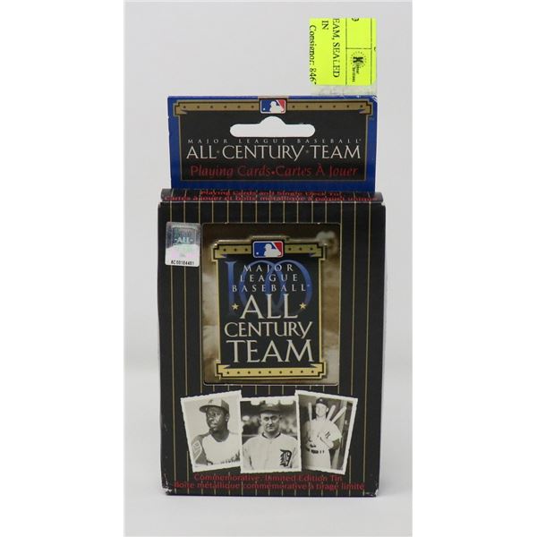 MLB ALL CENTURY TEAM, SEALED SET, PLAYING CARDS IN