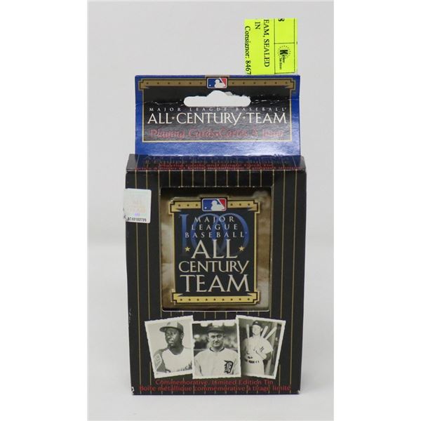 MLB ALL CENTURY TEAM, SEALED SET, PLAYING CARDS IN