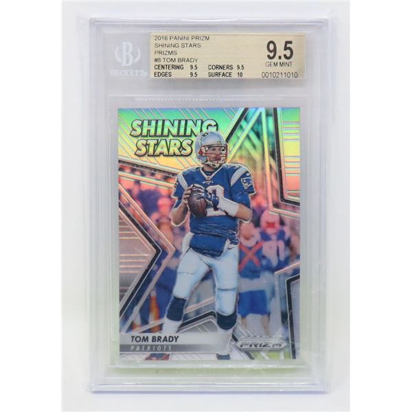 TOM BRADY SHINING STARS PRIZM BECKETT 9.5