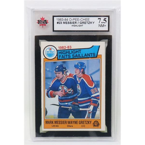 WAYNE GRETZKY VINTAGE 80'S MARK MESSIER HIGHLIGHT  KSA 7.5