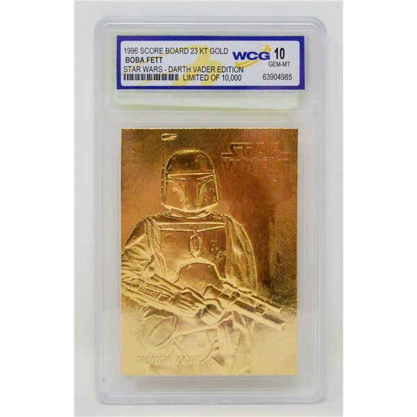 WCG GRADED 10 MINT 23KT GOLD STAR WARS BOBA FETT