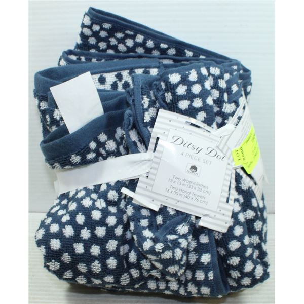 DITSY DOT 4PC TOWEL SET W/ 2 HAND TOWELS & 2