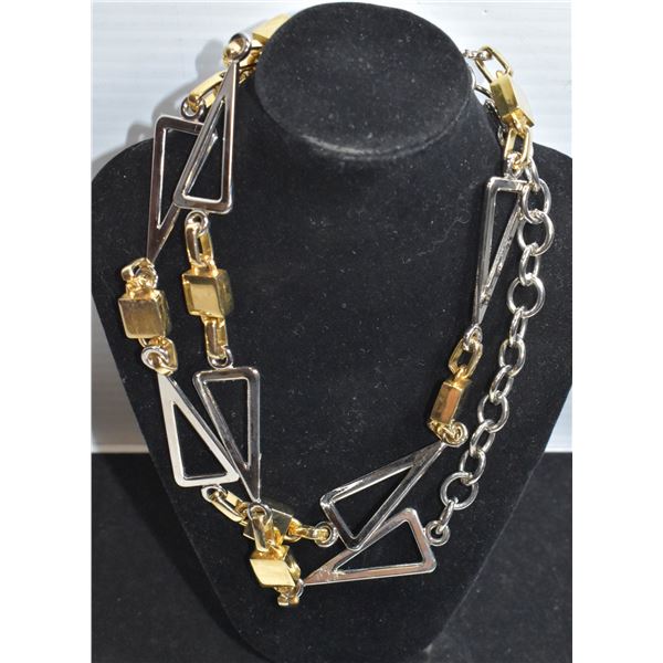 LARGE 34  SILVER AND GOLD TONE LADIES NECKLACE