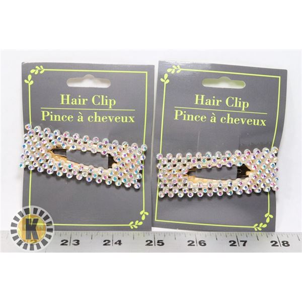 2 NEW RHINESTONE HAIR CLIPS