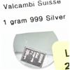 Image 1 : VALCAMBI SUISSE 1.0 GRAM .999 SILVER BULLION