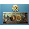 Image 1 : 17)  SET OF GOLD TONE ENCAPSULATED BITCOIN