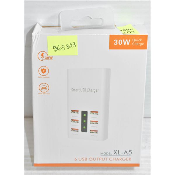 30W QUICK CHARGE 6 USB OUTPUT CHARGER- NEW IN