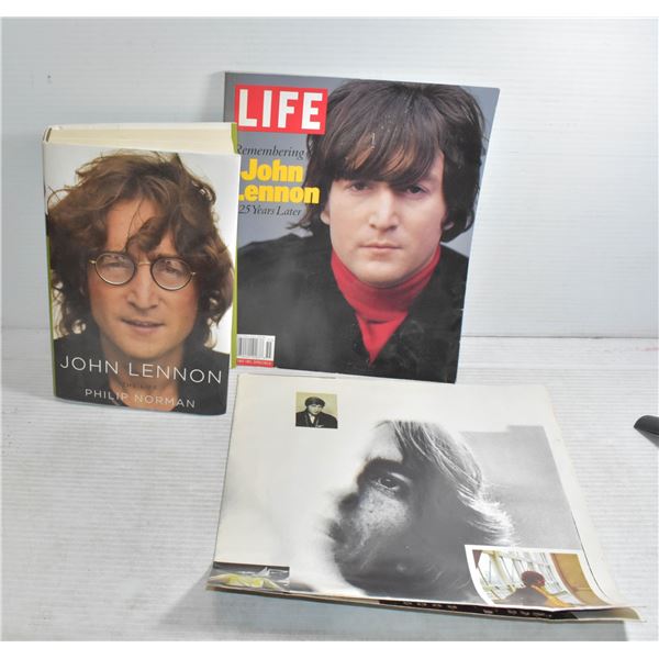 FLAT LOT OF JOHN LENNON BOOK MEMORABILIA