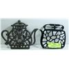 Image 1 : PAIR OF VINTAGE TEAPOT SHAPED CAST IRON TRIVETS