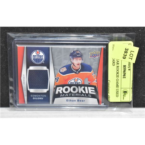 ETHAN BEAR ROOKIE GAME USED JERSEY CARD