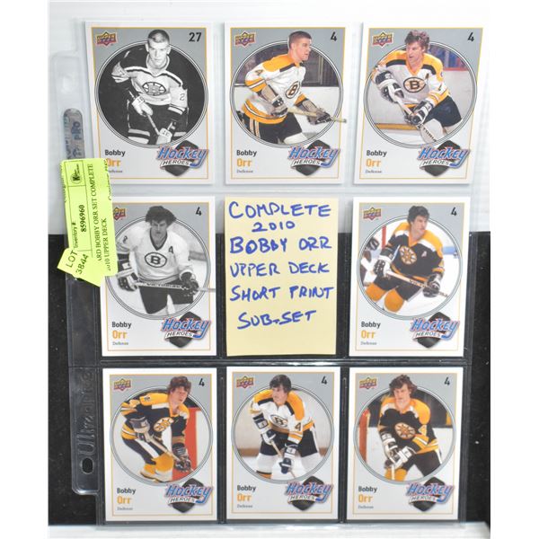 8 CARD BOBBY ORR SET COMPLETE 2010 UPPER DECK