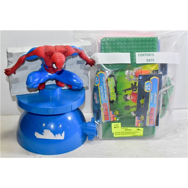 SPIDER-MAN SPRINKLER HEAD + BAG OF ASSORTED BLOCKS