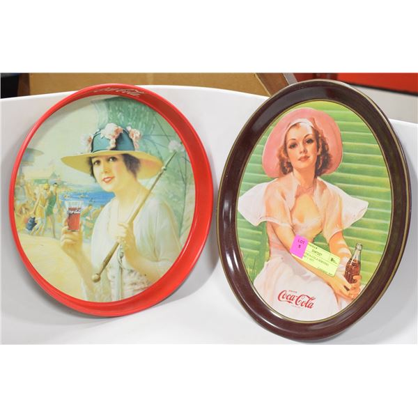 PAIR OF COCA-COLA SERVING TRAYS 1987 + 1977