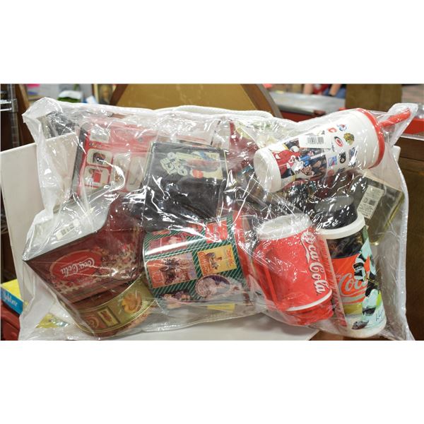 LOT OF ASSORTED VINTAGE LOOK COCA-COLA TINS,