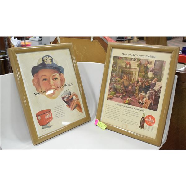 PAIR OF FRAMED COCA-COLA PROMOTIONALS 1944, 1952