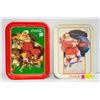 Image 1 : PAIR OF COCA- COLA SERVING TRAYS - '91 SANTA & '90