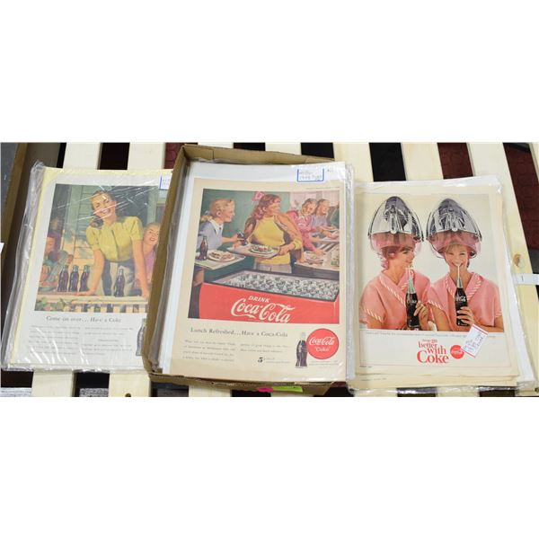 FLAT LOT OF VINTAGE COCA-COLA PRINTS