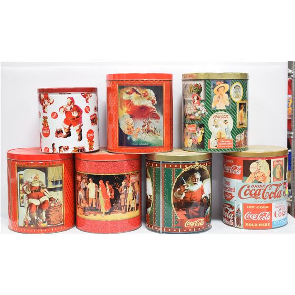 LOT OF 7 COCA-COLA POPCORN TINS