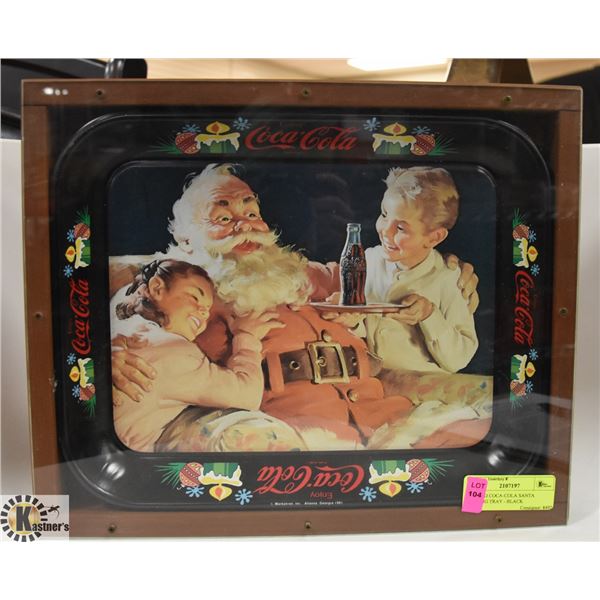 FRAMED COCA-COLA SANTA SERVING TRAY - BLACK