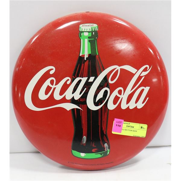 1991 COCA-COLA BUTTON SIGN APPROX DIAMETER 12 