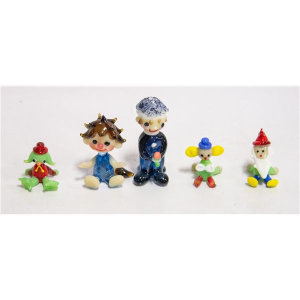 5 HAND MADE GLASS FIGURES EUROPEAN