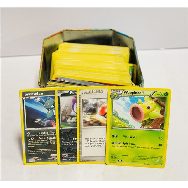 POKEMON TIN WITH ASSORTED POKEMON CARDS