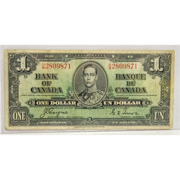 1937 CANADIAN $1 BILL