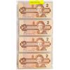 Image 1 : LOT OF 4 UNCIRCULATED CANADIAN 2 DOLLAR BILLS