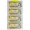 Image 1 : 4 UNCIRCULATED IN SUCCESSION 1 DOLLAR BILLS 1973