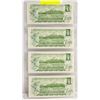 Image 2 : 4 UNCIRCULATED IN SUCCESSION 1 DOLLAR BILLS 1973